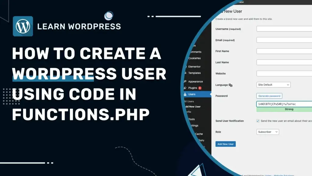 Creating a WordPress user with code in functions.php
