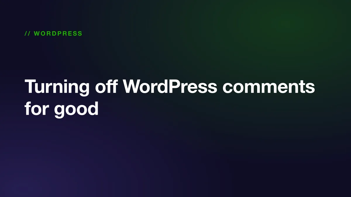 WordPress discussion settings with comments turned off site wide