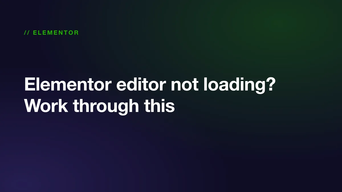 The Elementor editor stuck on its grey loading screen