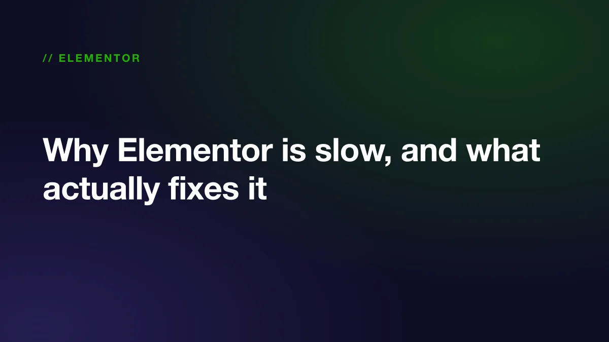 Diagnosing a slow Elementor editor and a slow Elementor front end