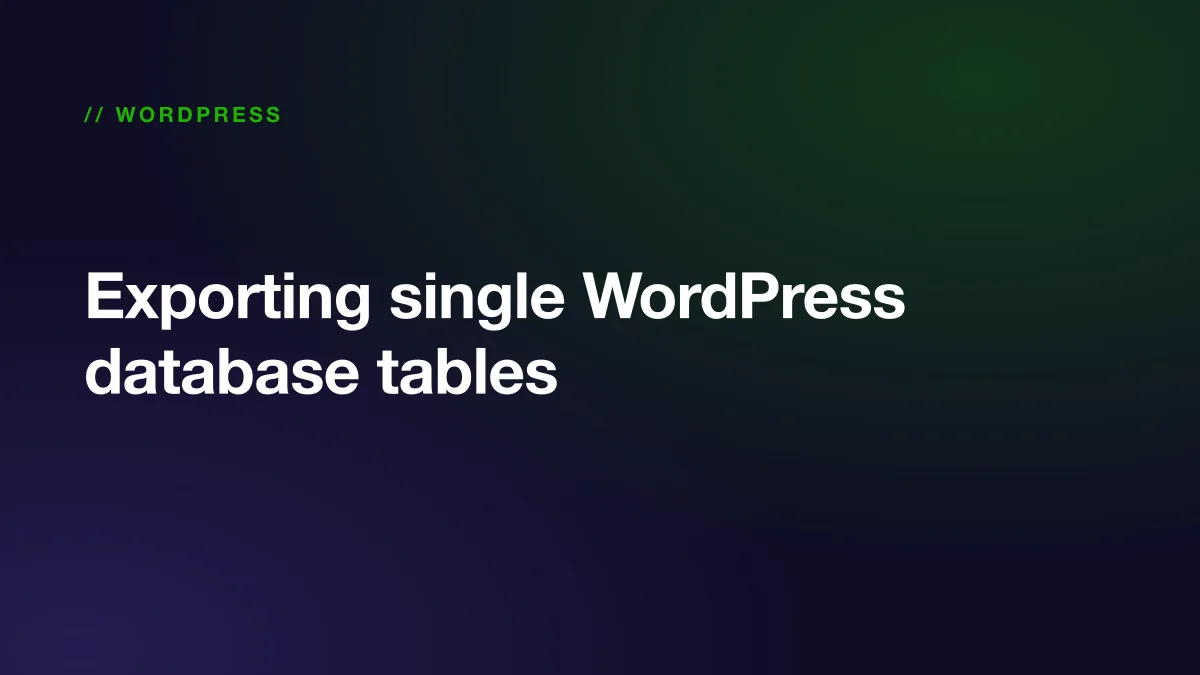 A single WordPress database table being exported to a .sql file