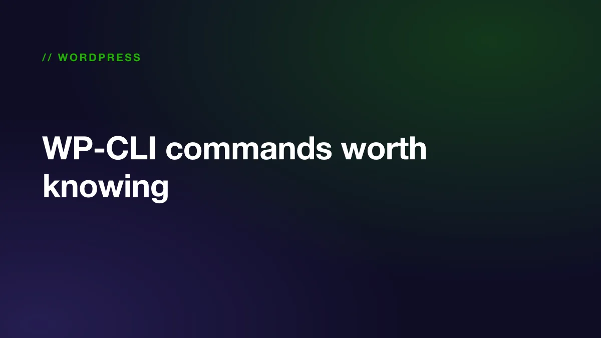 WP-CLI commands running in a terminal against a WordPress site