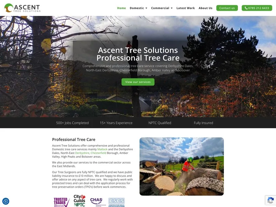 The Ascent Tree Solutions website homepage