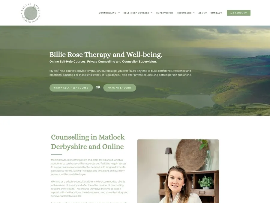 The Billie Rose Therapy website homepage