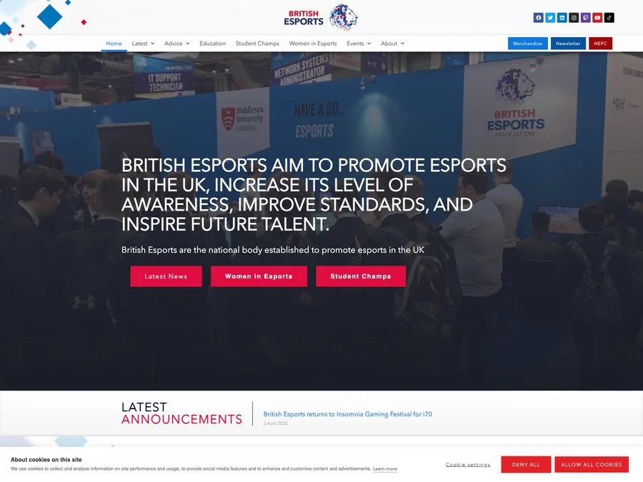 The British Esports Federation website homepage