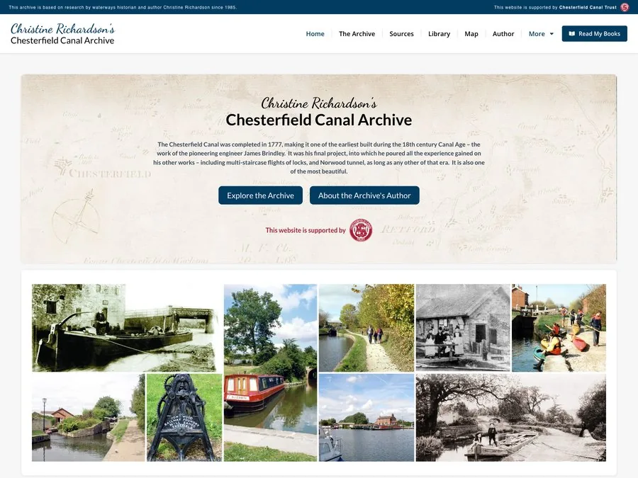 The Chesterfield Canal Archive website homepage