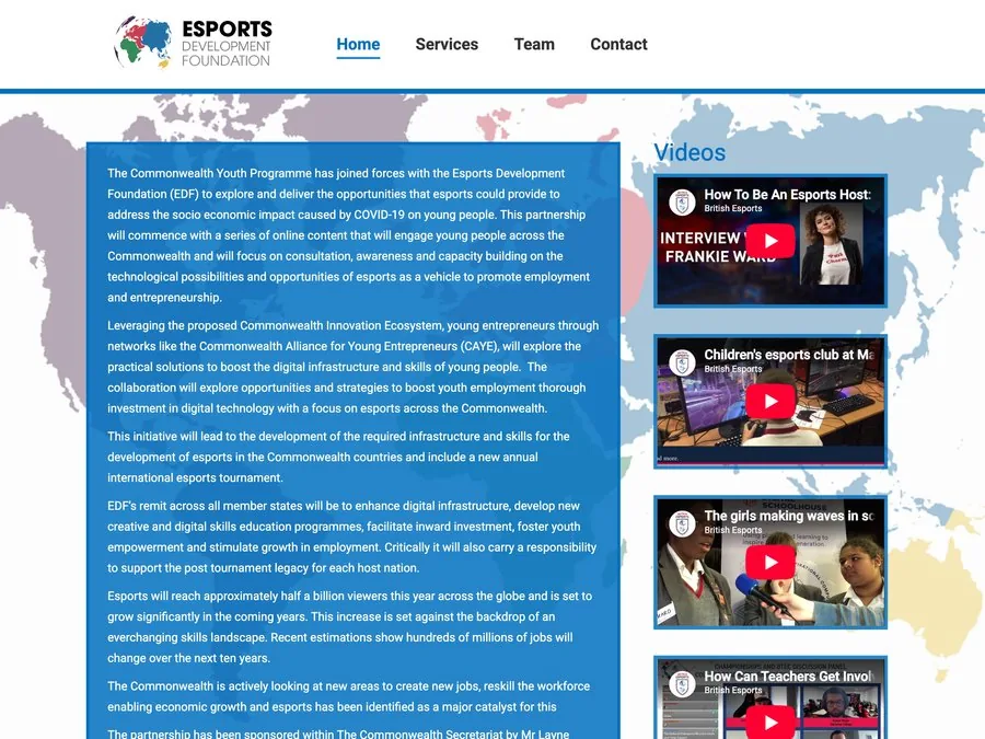 The Esports Development Foundation website homepage