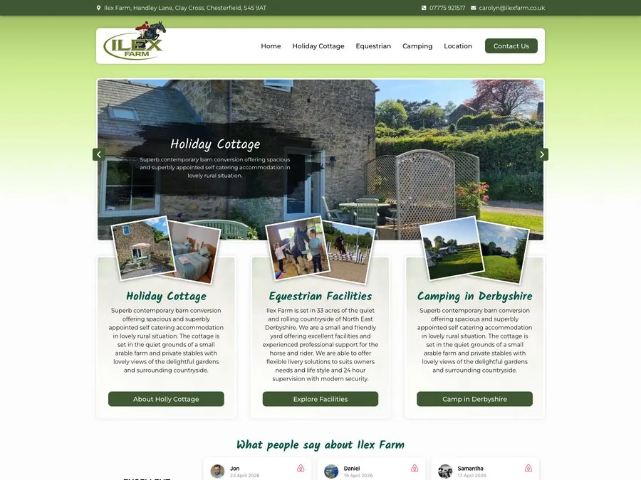 The Ilex Farm website homepage