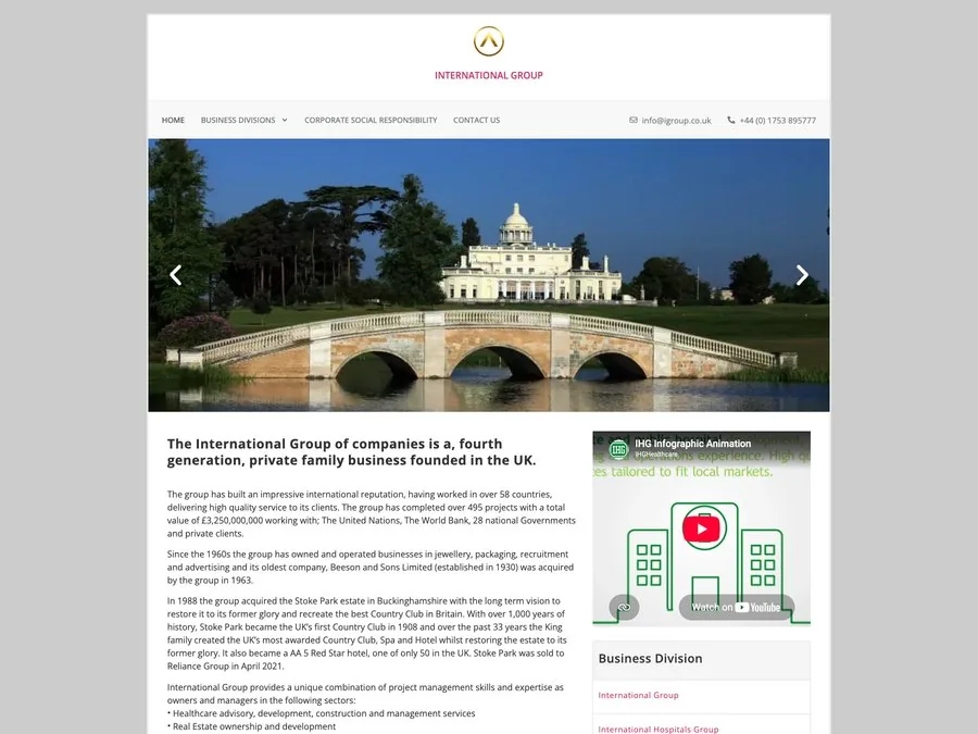 The International Group website homepage
