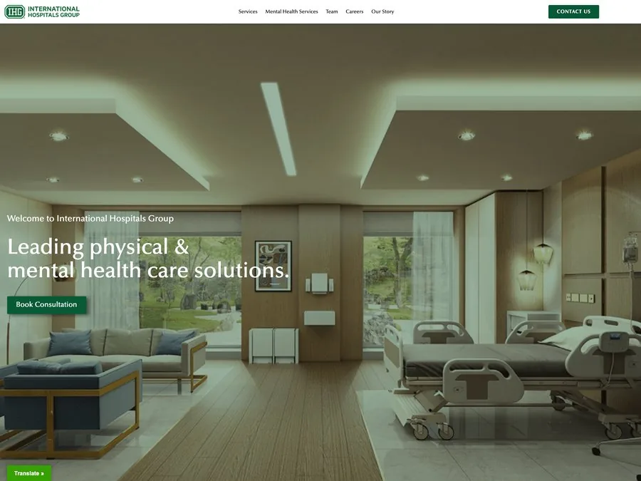 The International Hospitals Group website homepage