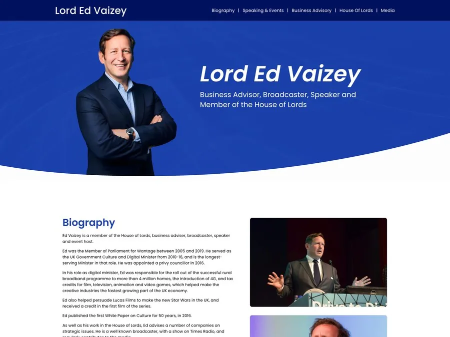 The Lord Ed Vaizey website homepage