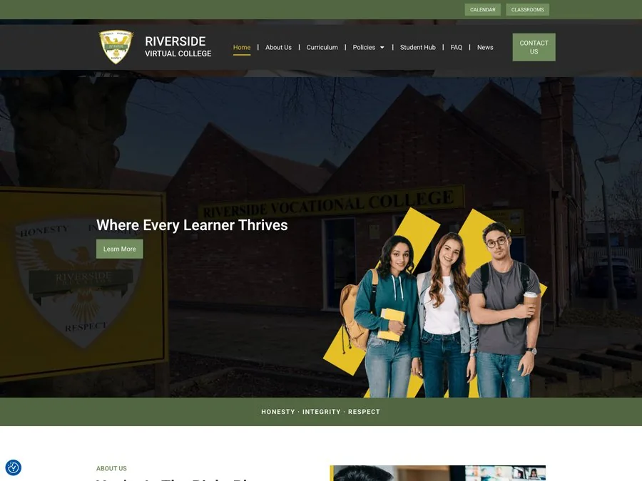 The Riverside Virtual College website homepage