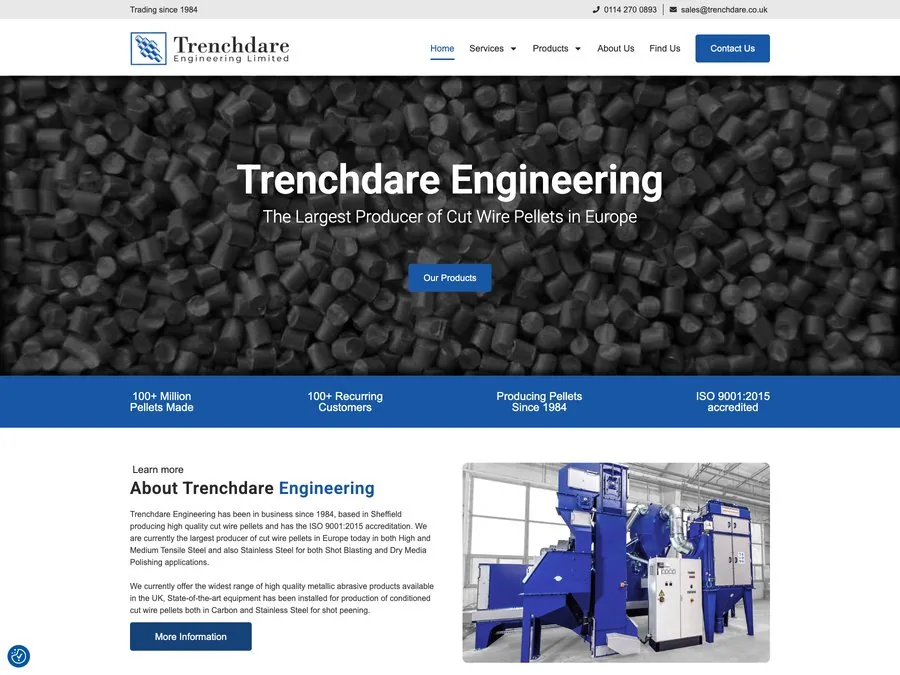 The Trenchdare Engineering website homepage
