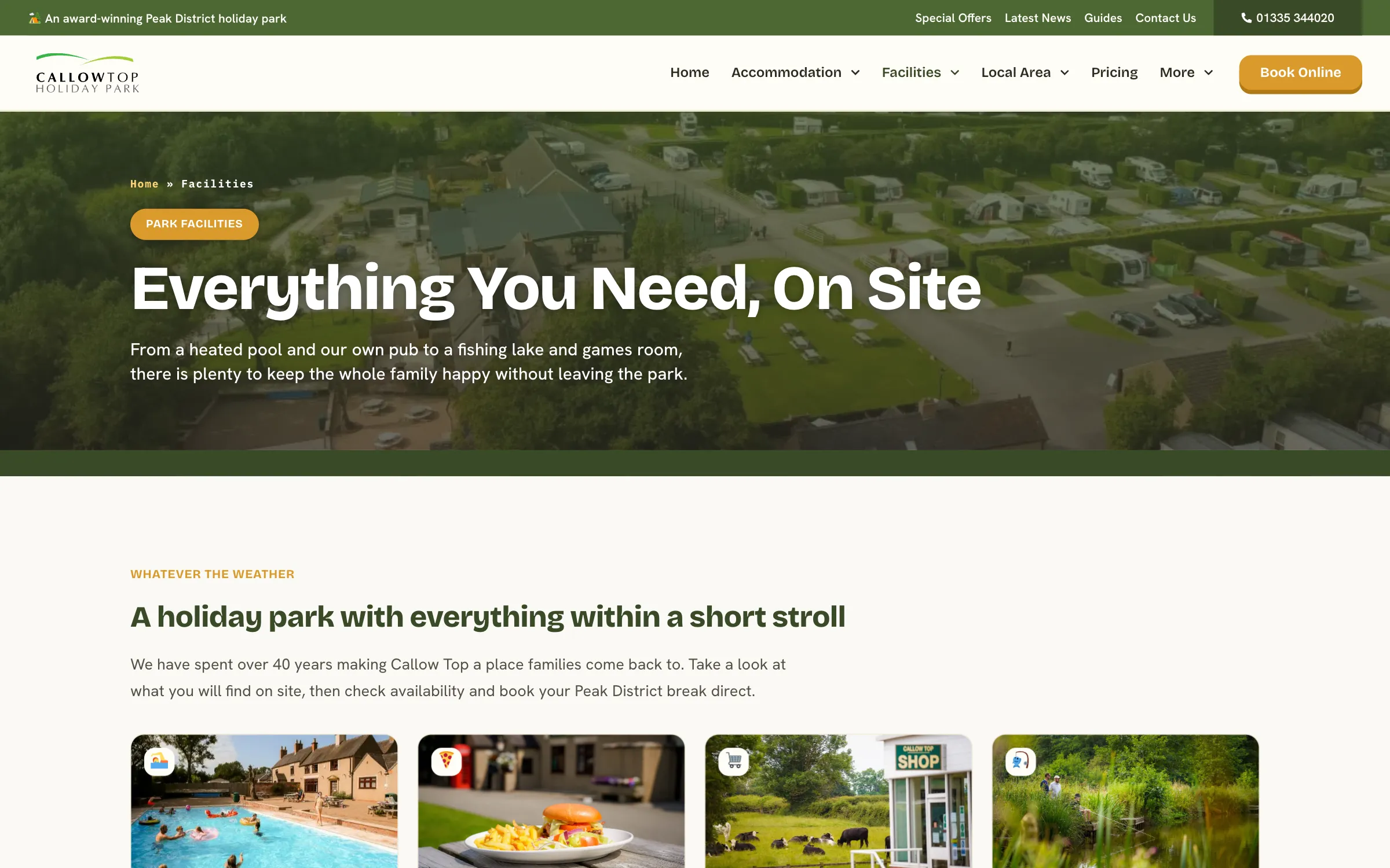 The facilities page, everything on site