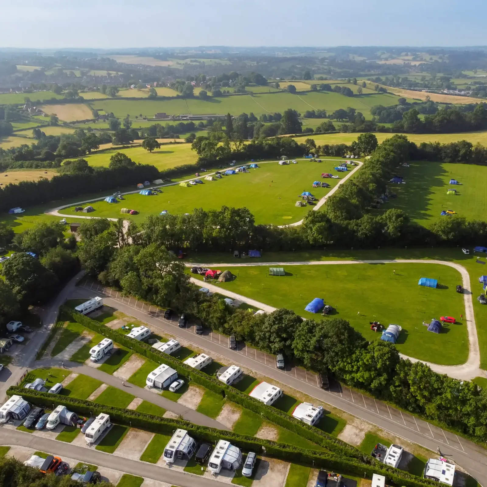 Aerial view of Callow Top Holiday Park and the Derbyshire countryside
