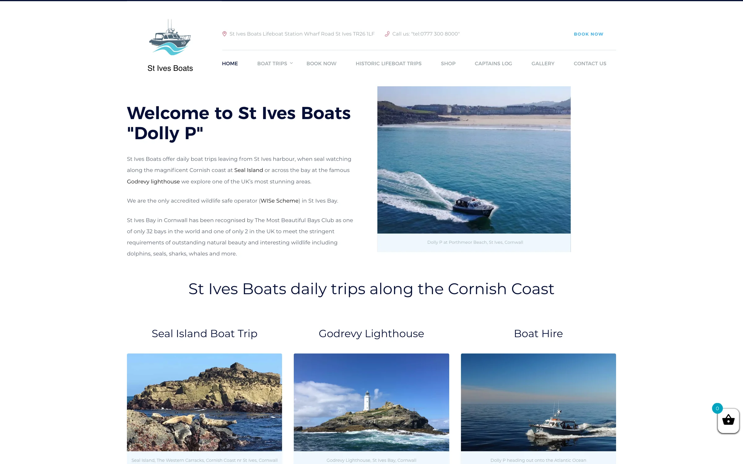 The previous St Ives Boats website, before the rebuild