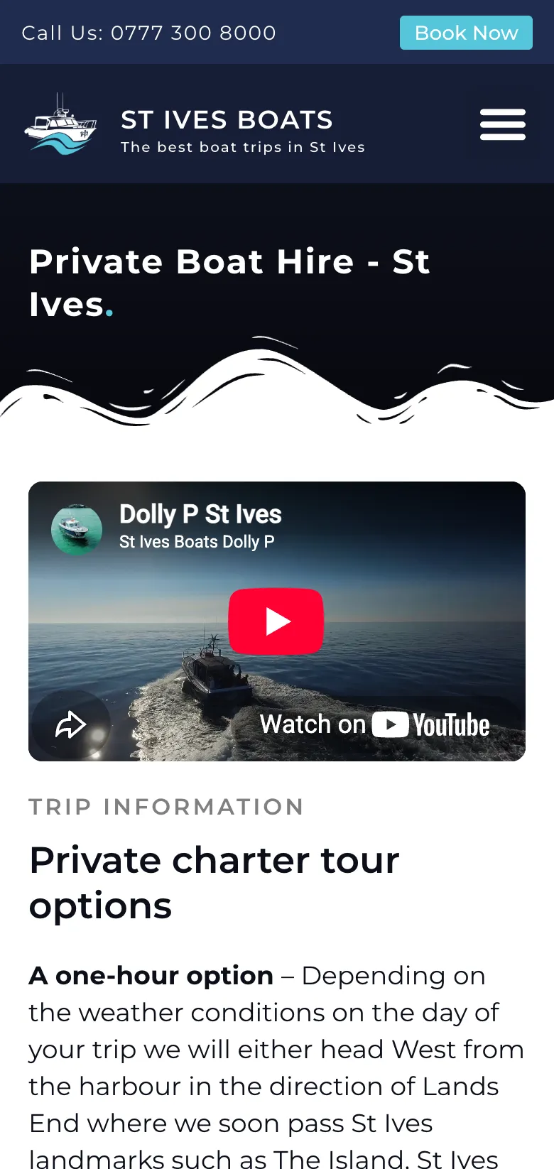 Private boat hire on mobile