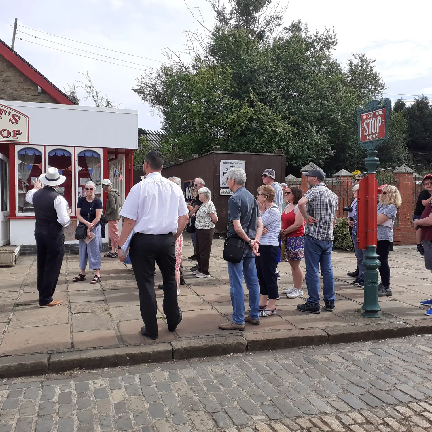 Visitors on a guided tour of the village