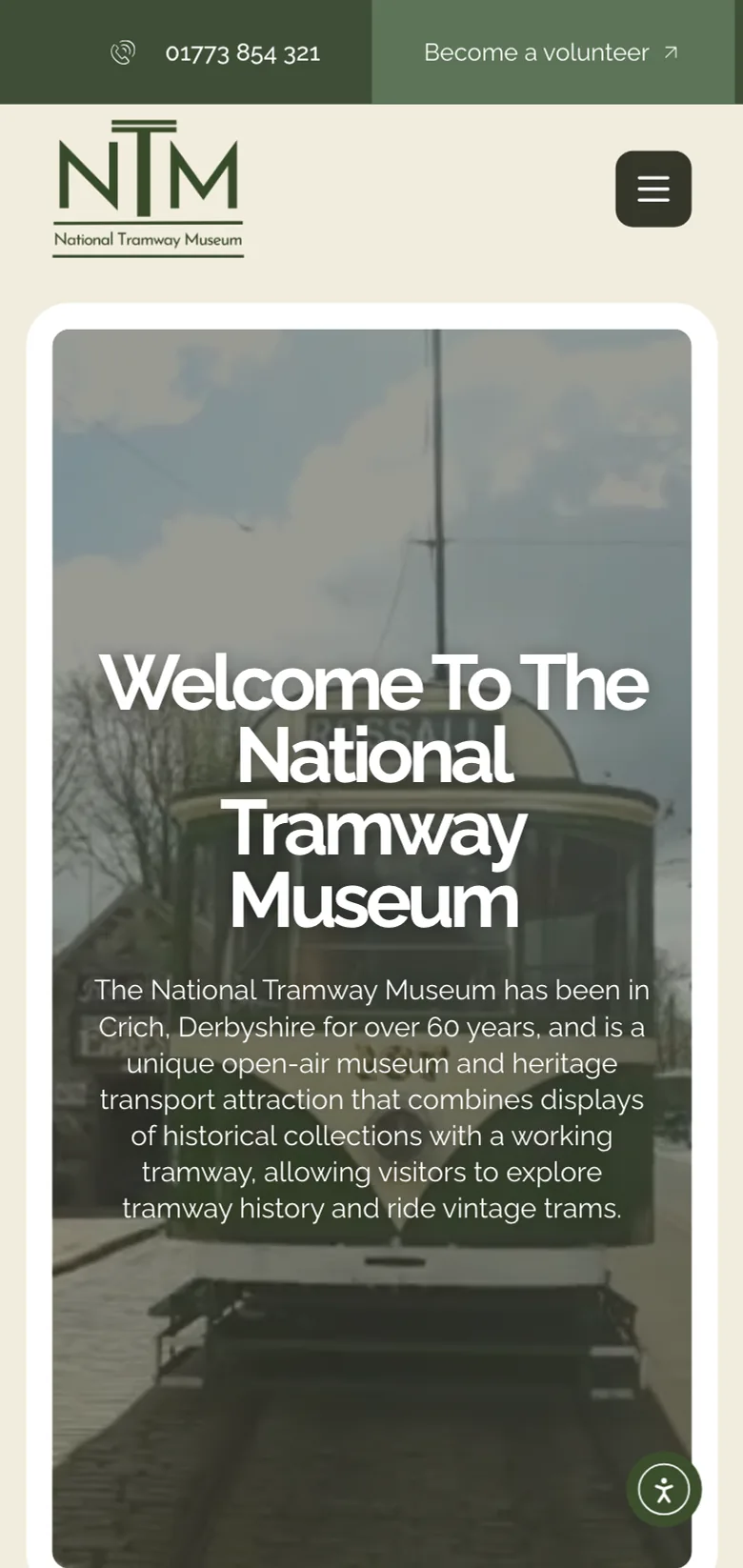 The museum homepage on mobile