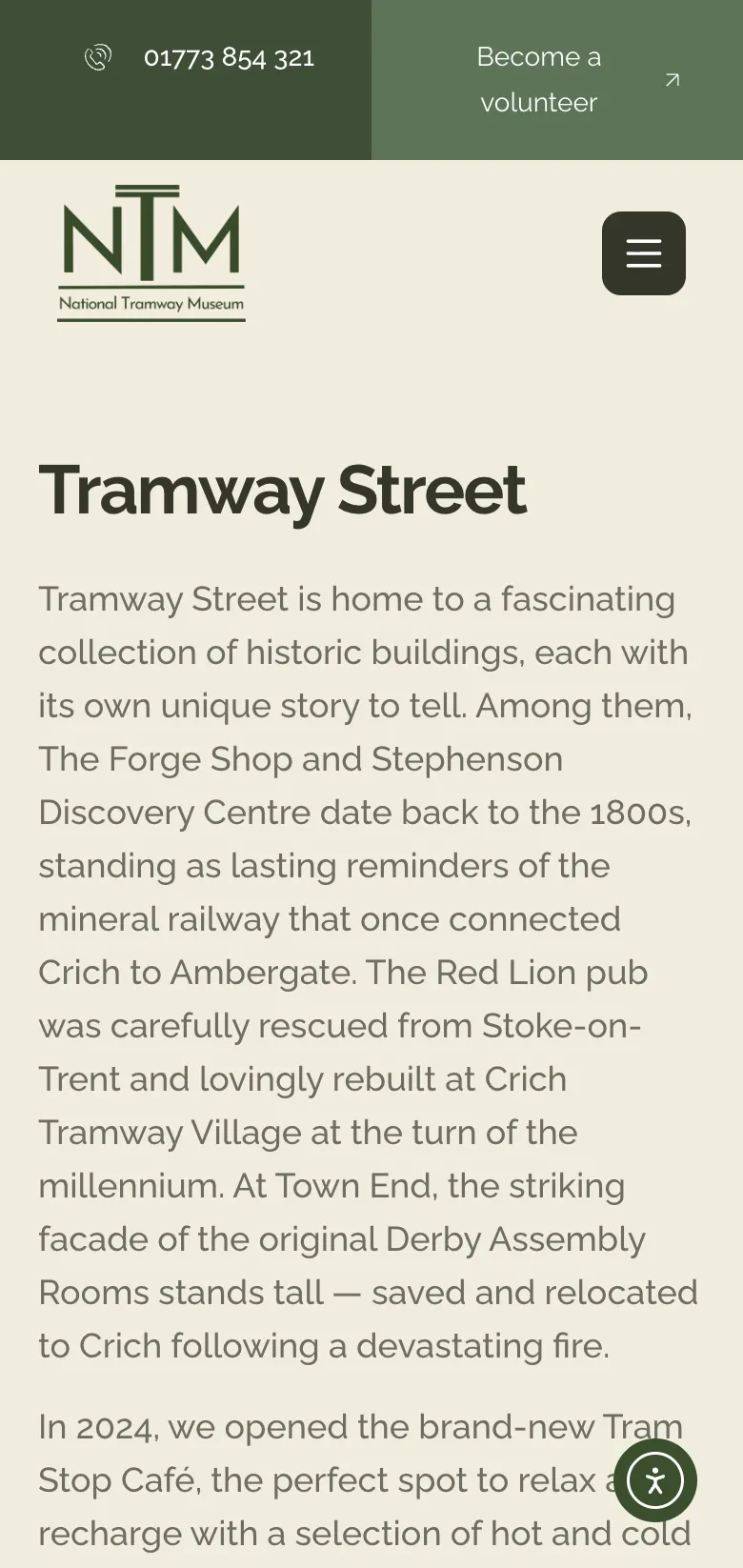 Tramway Street, the period village, on mobile