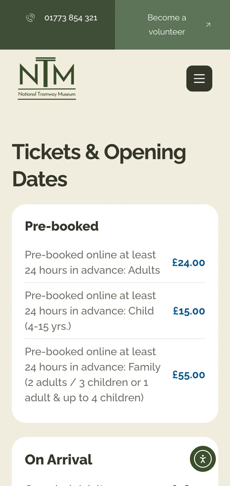 Tickets and opening dates on mobile