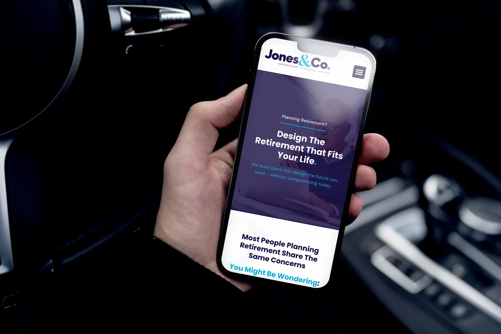 The IFA Jones & Co website on a phone