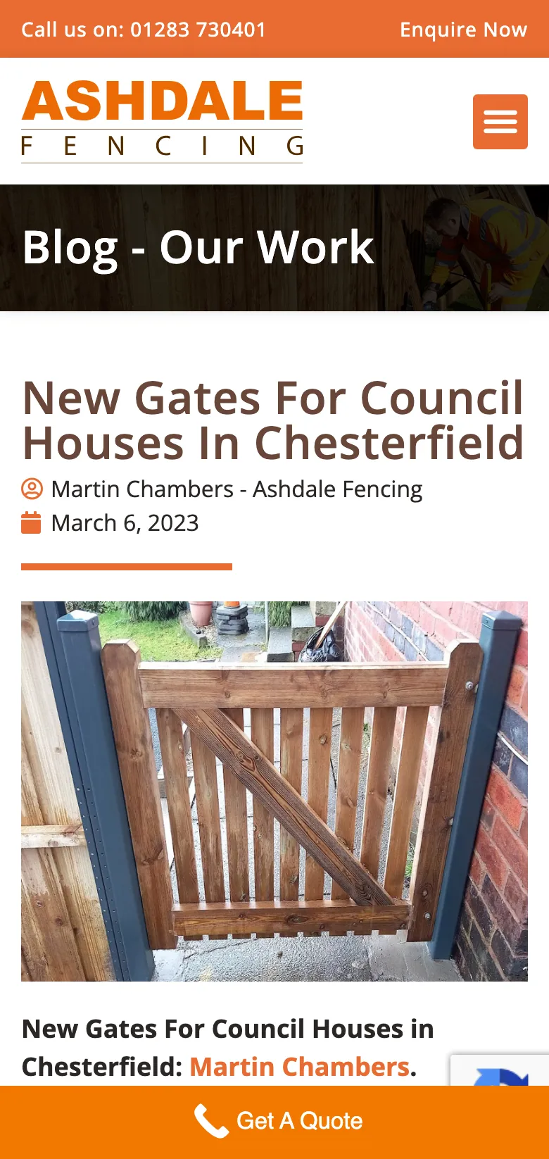 New gates for council houses in Chesterfield, on mobile