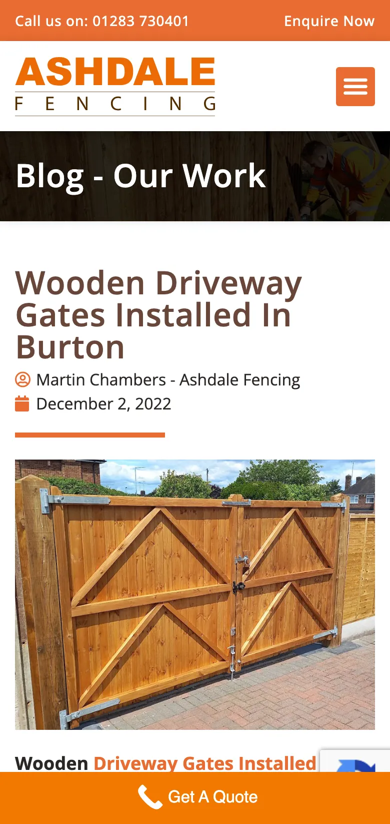 Wooden driveway gates installed in Burton, on mobile