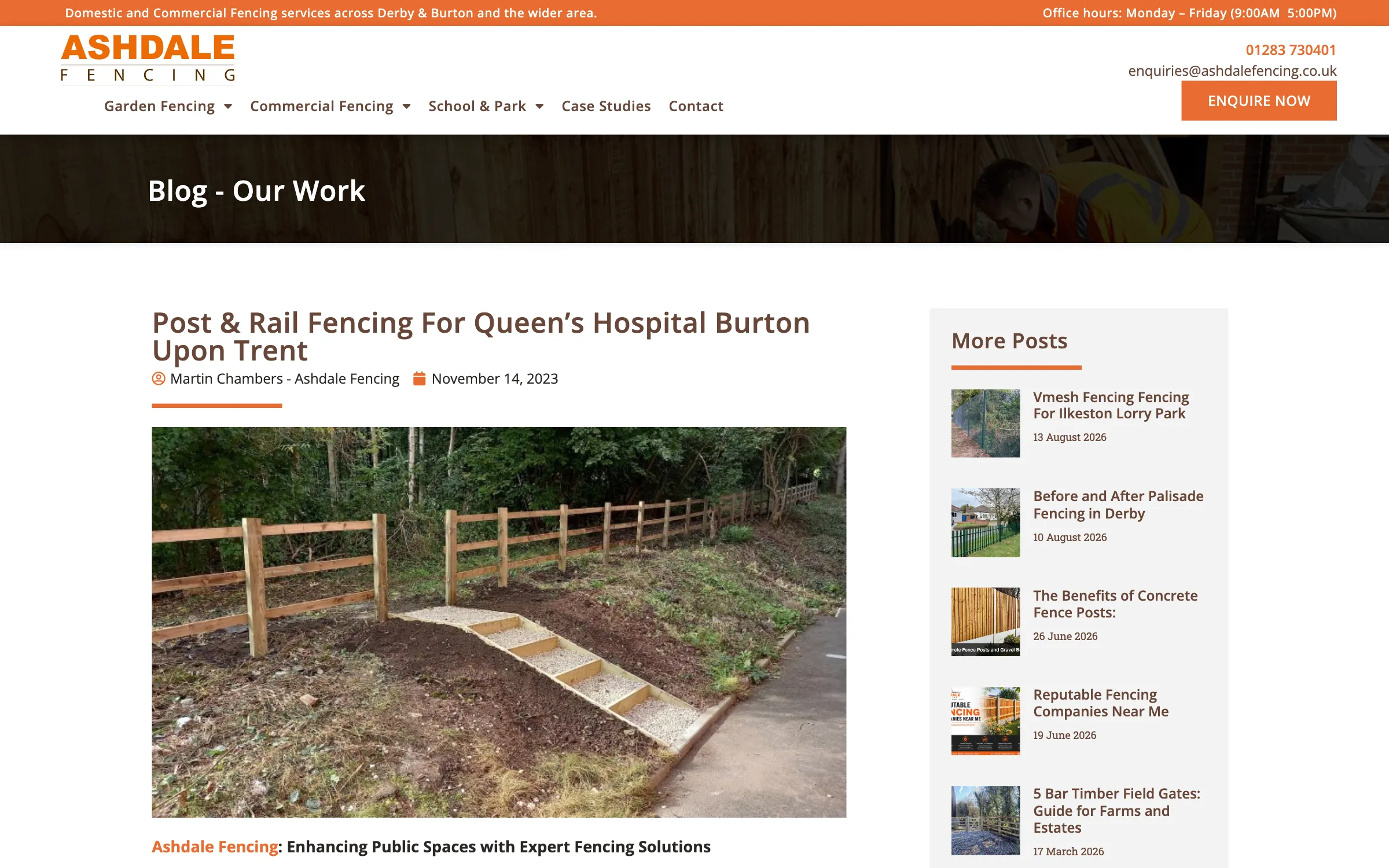 Post and rail fencing for Queen's Hospital