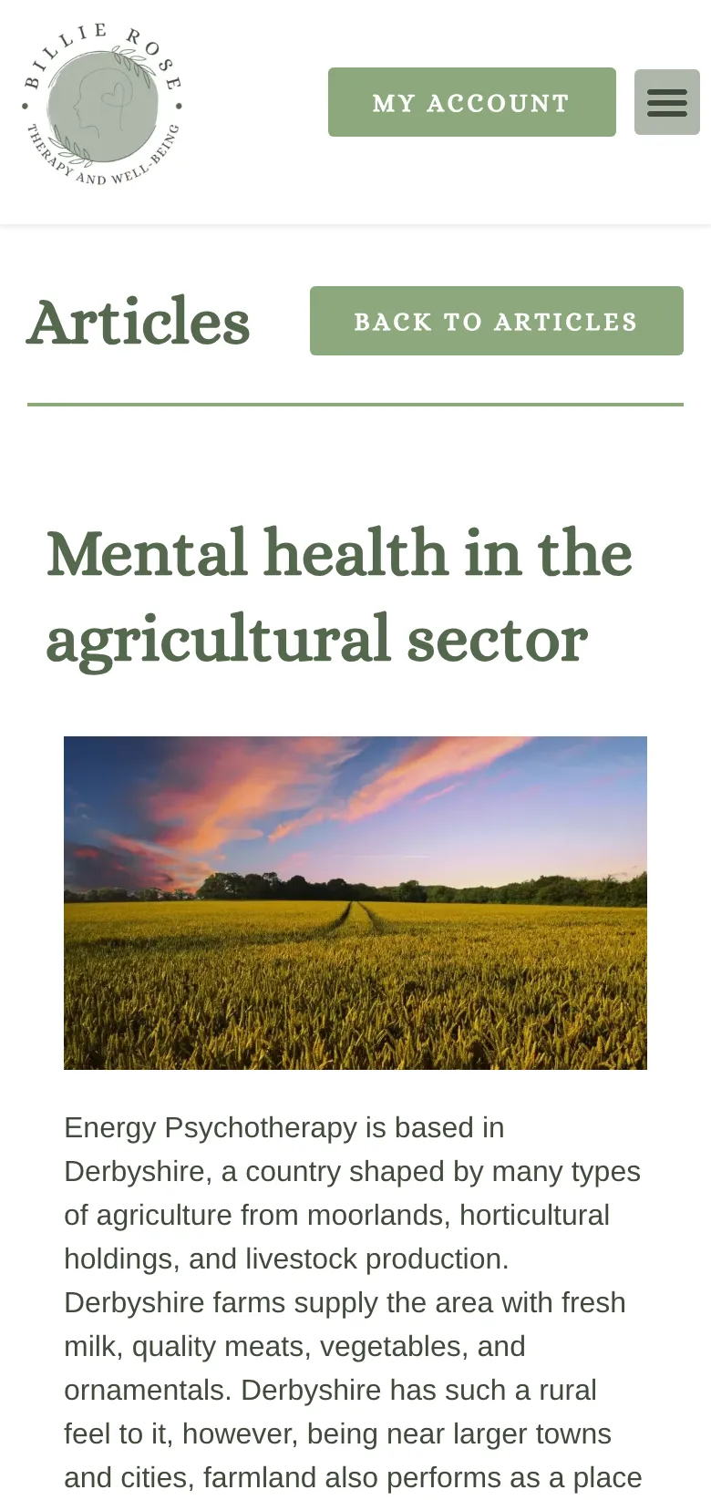An article on mental health in agriculture, on mobile
