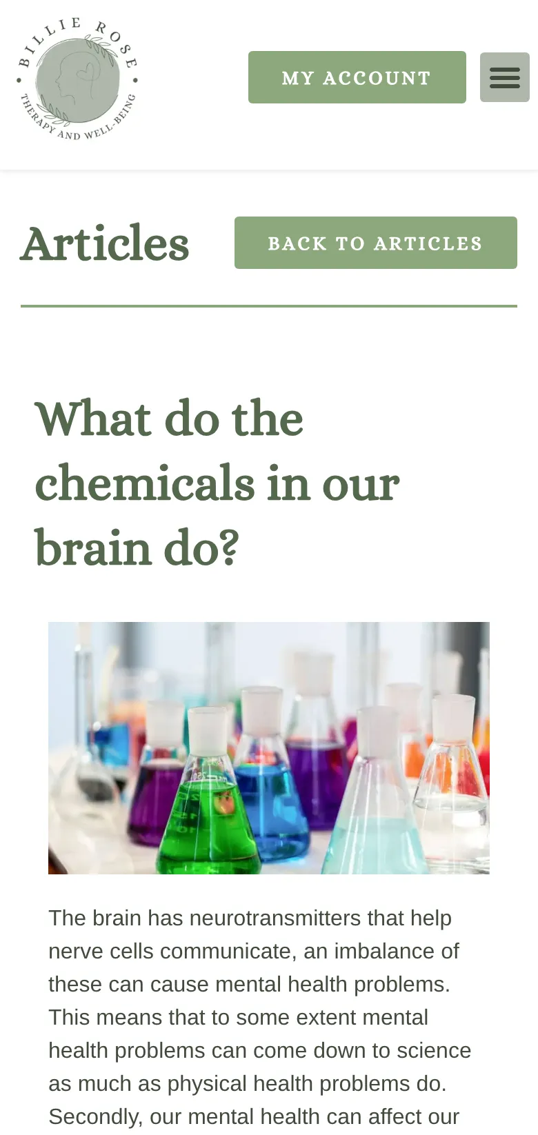 An article on brain chemistry, on mobile