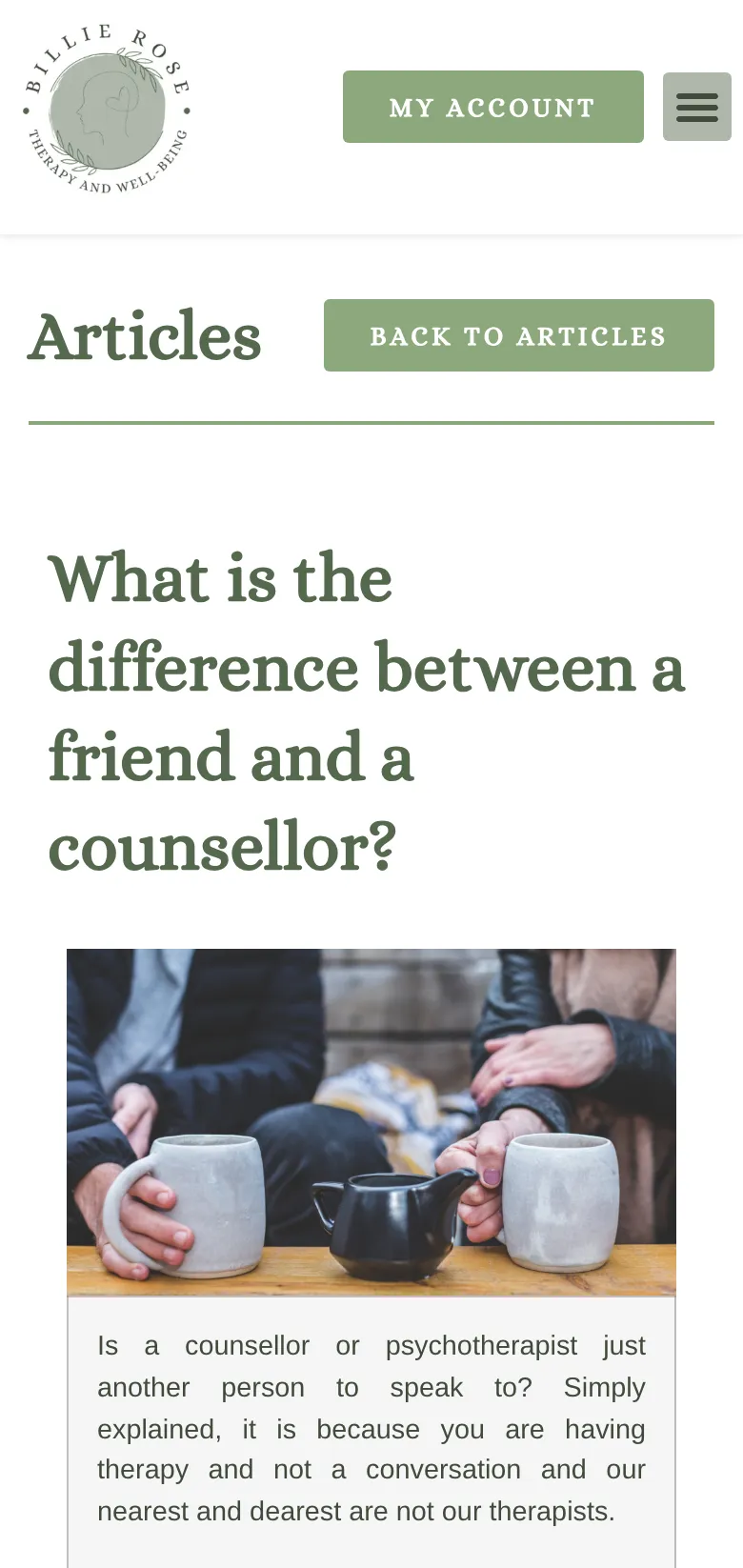 An article on friends versus counsellors, on mobile