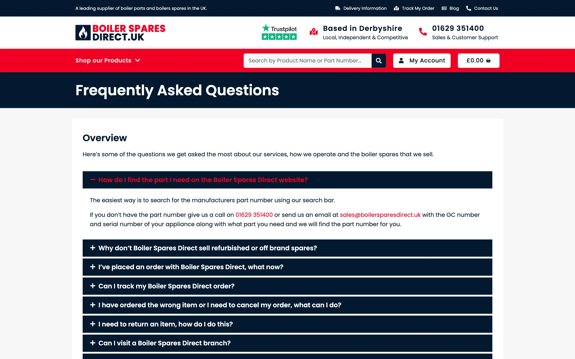 The Boiler Spares Direct frequently asked questions