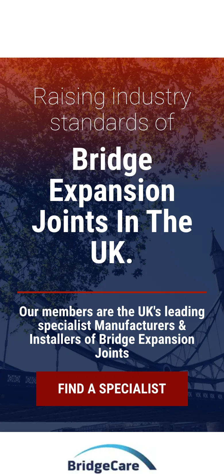 The Bridge Joint Association homepage, on mobile