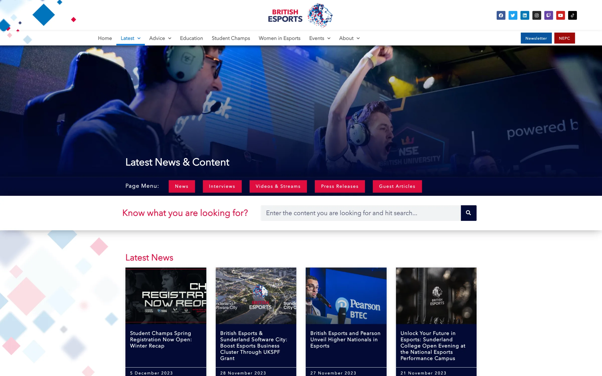 The latest news listing