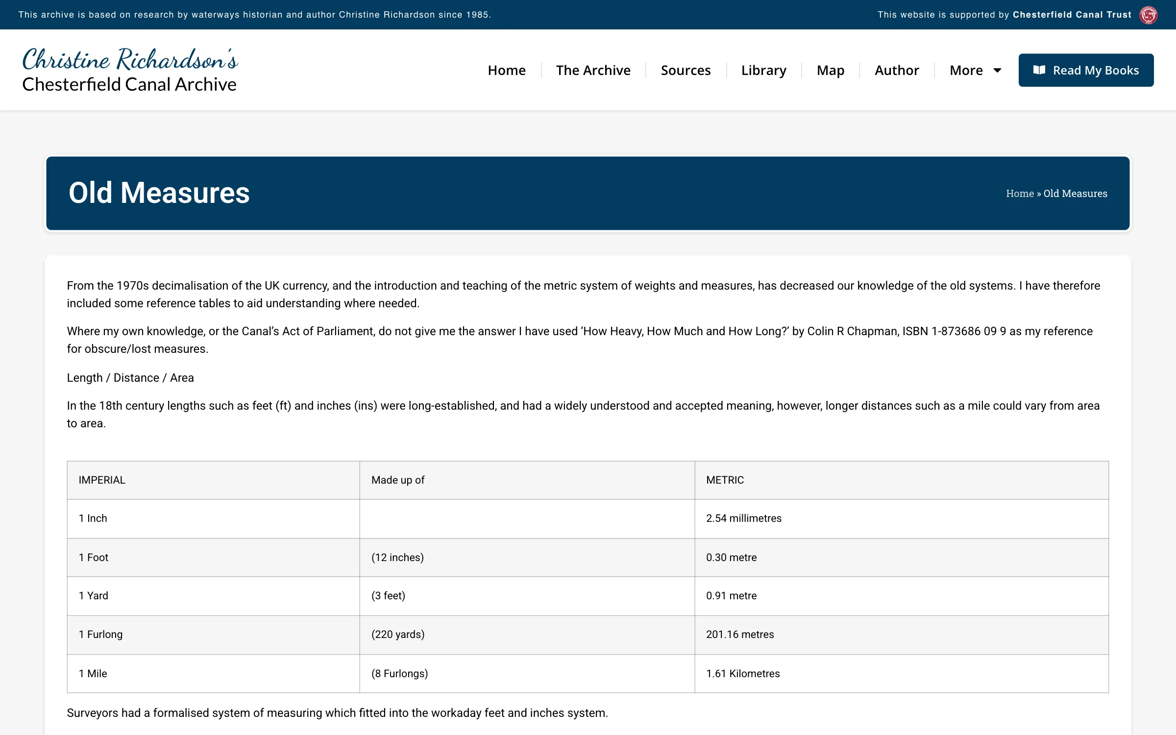 The old measures reference tables