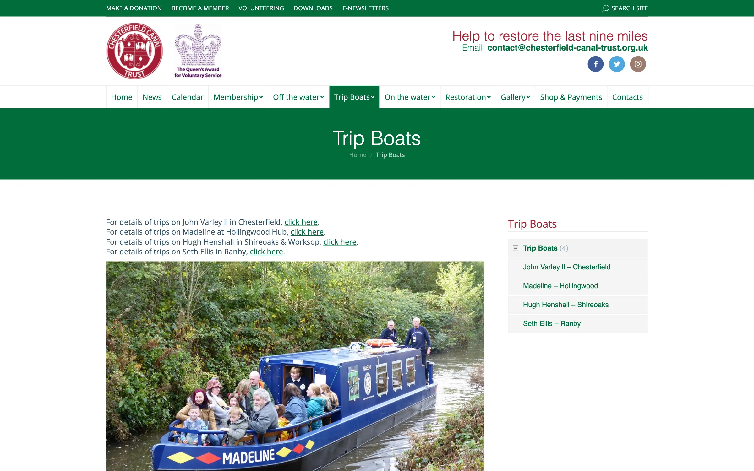 The trip boats page