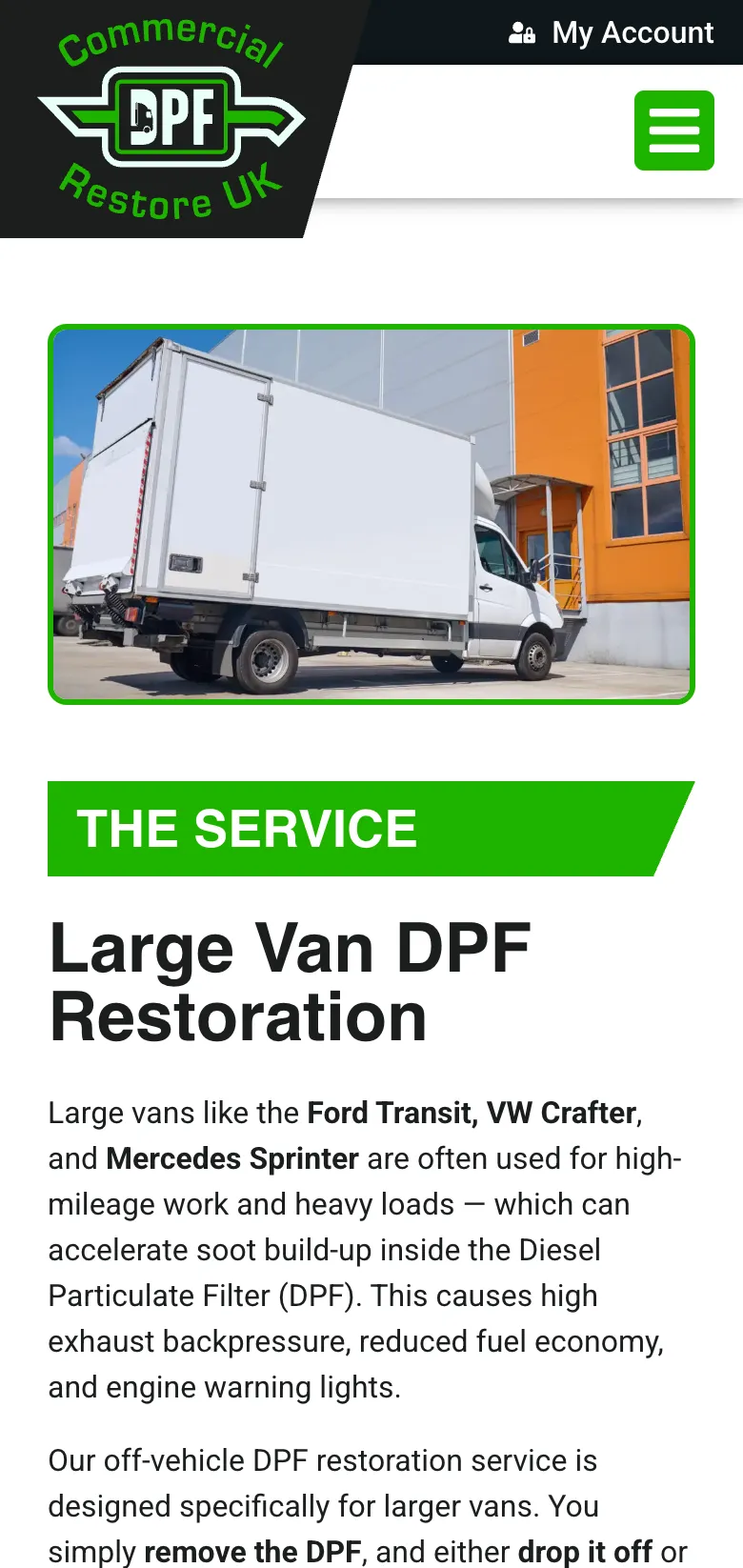The large van service, on mobile