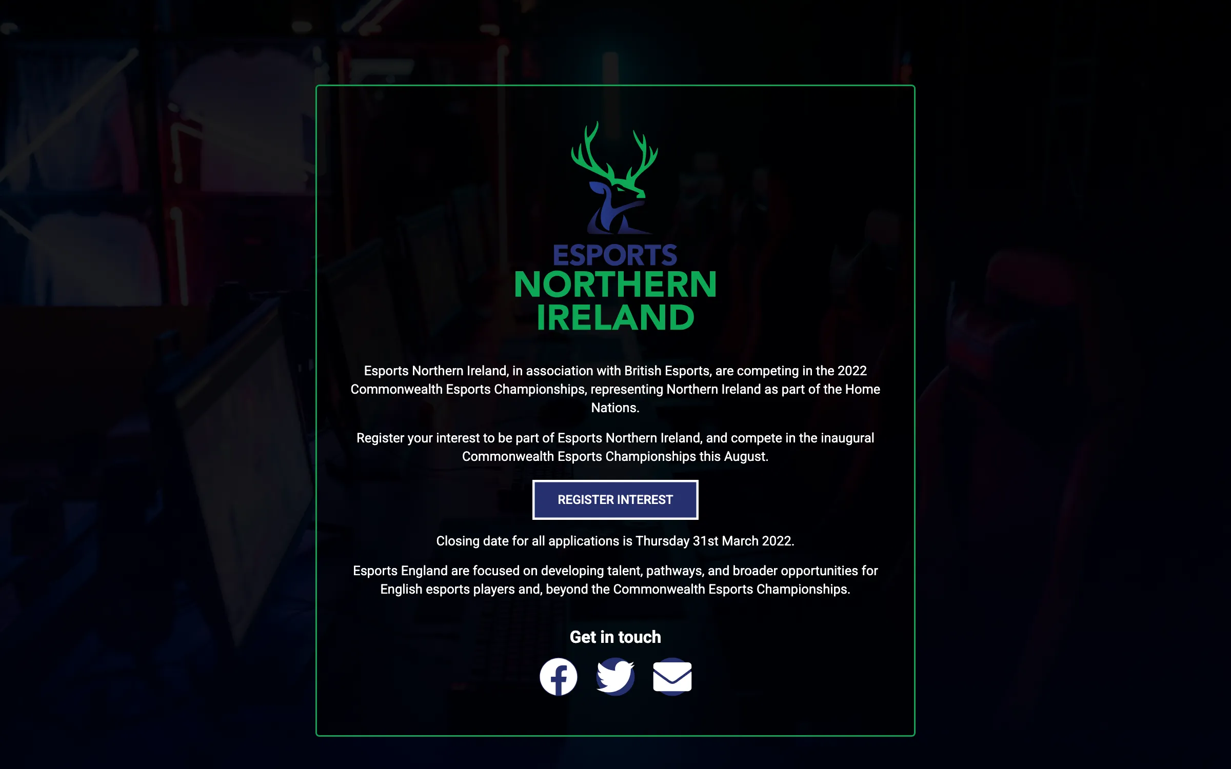 The Esports Northern Ireland homepage