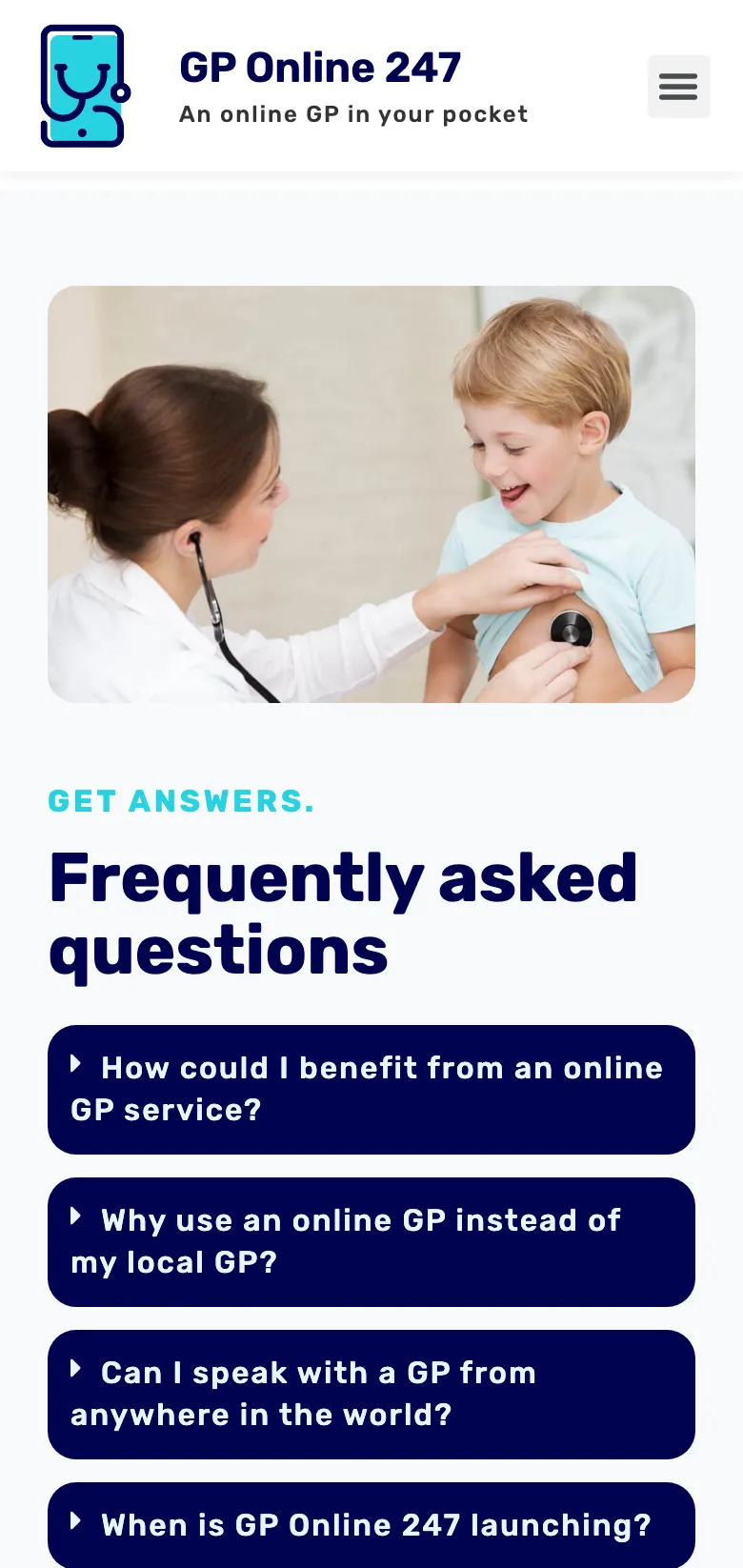 The GP Online 247 frequently asked questions, on mobile