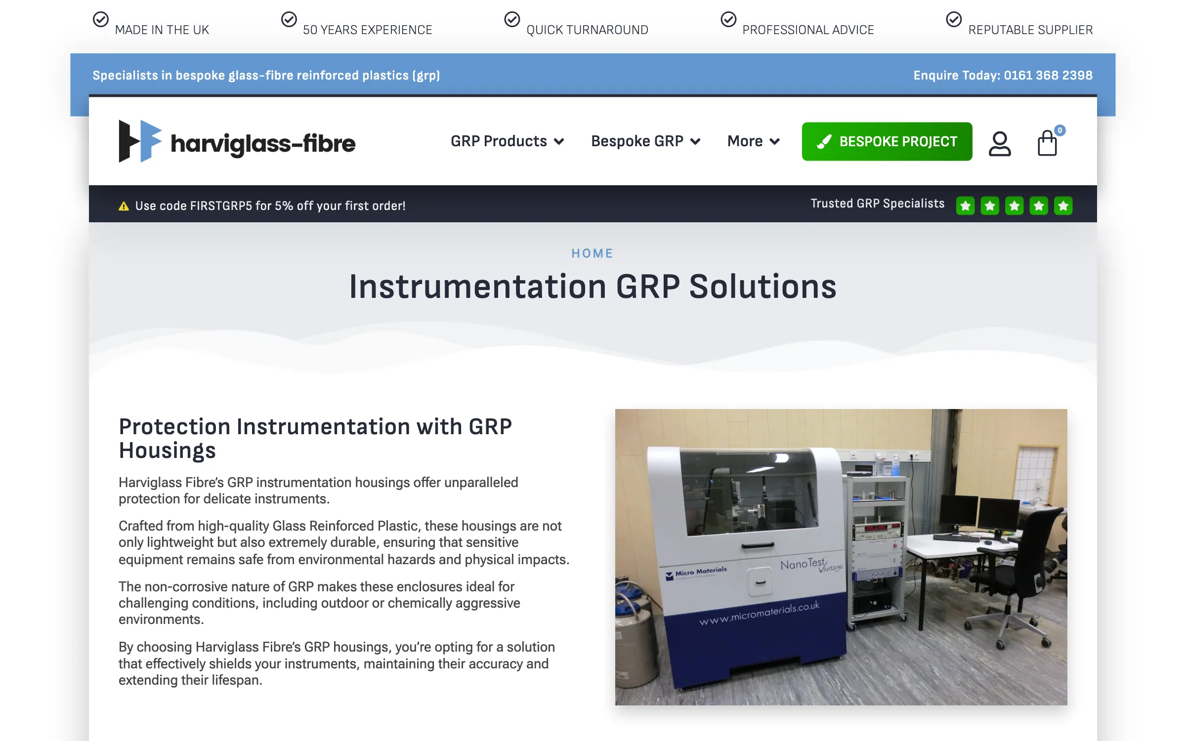 The instrumentation GRP housings page