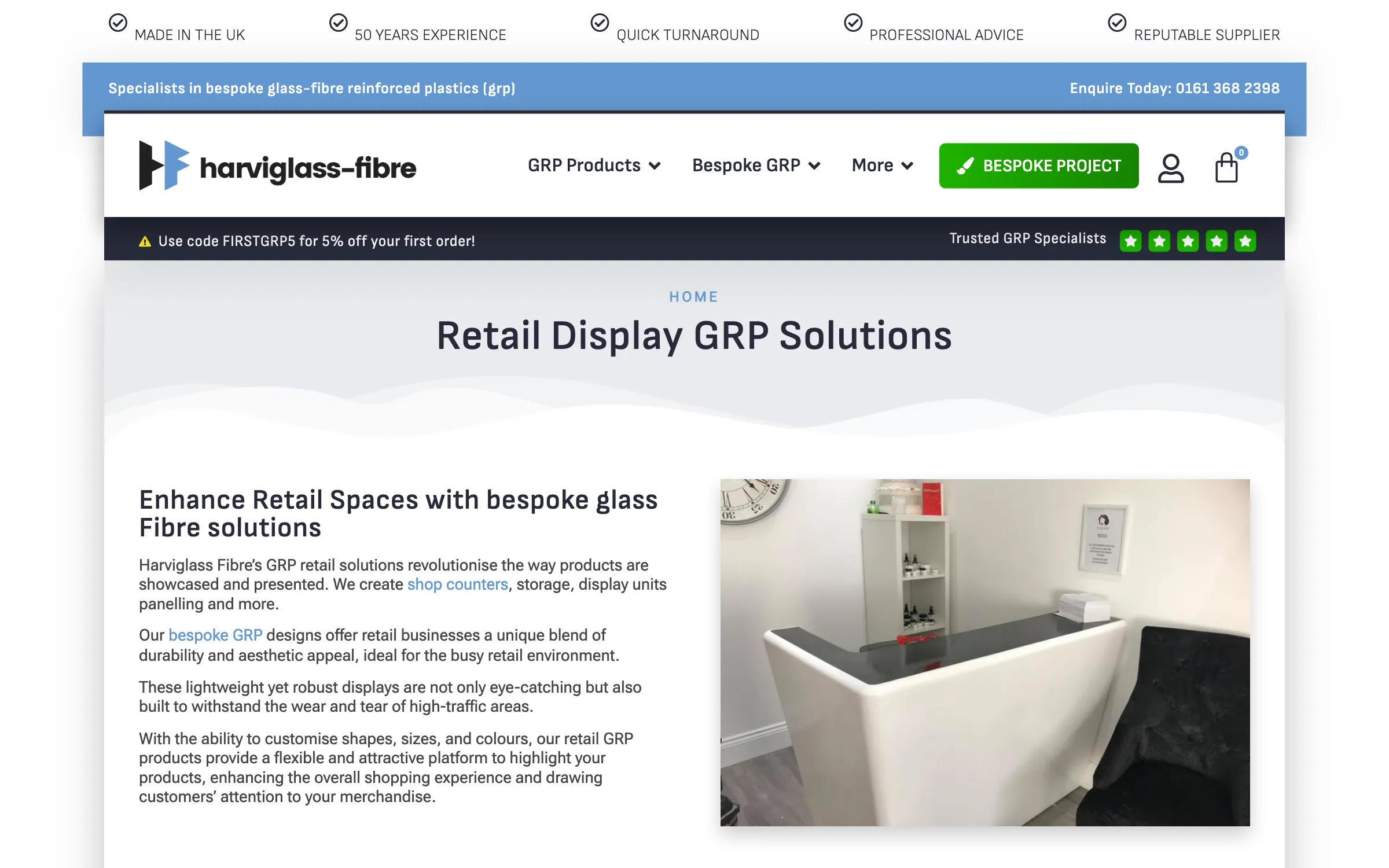 The retail display solutions page