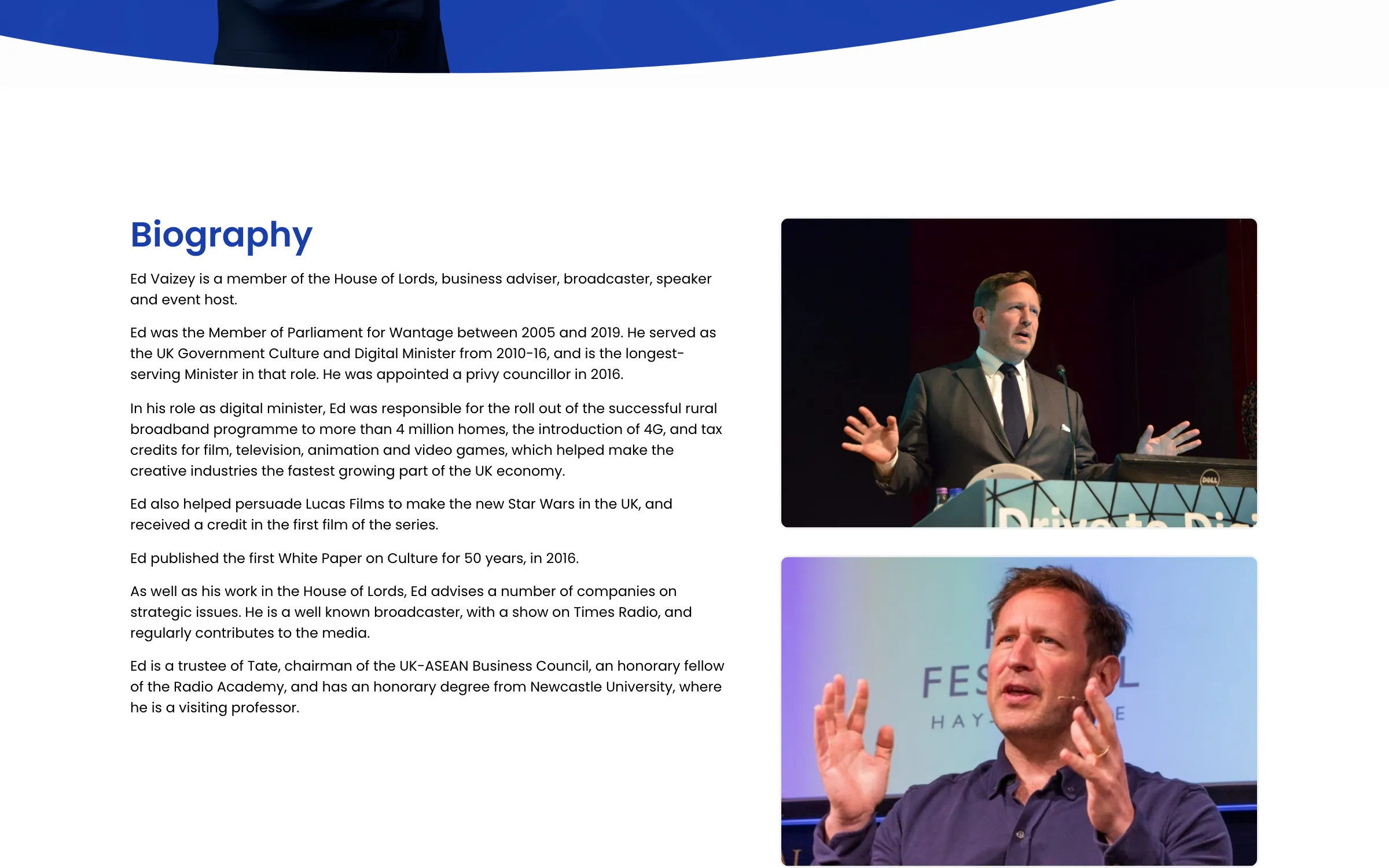 The biography page
