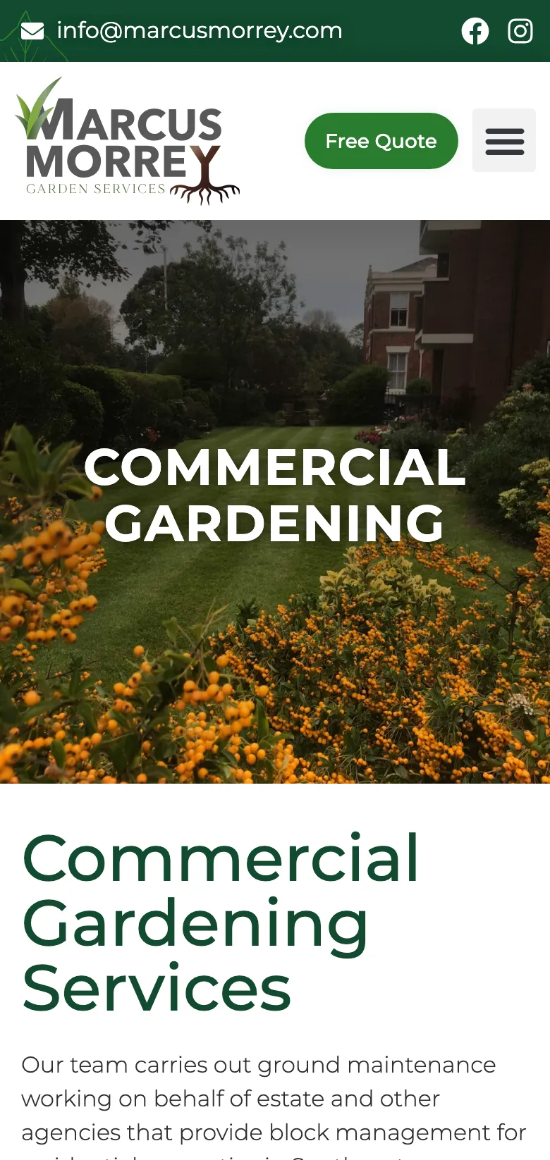 The commercial gardening service, on mobile
