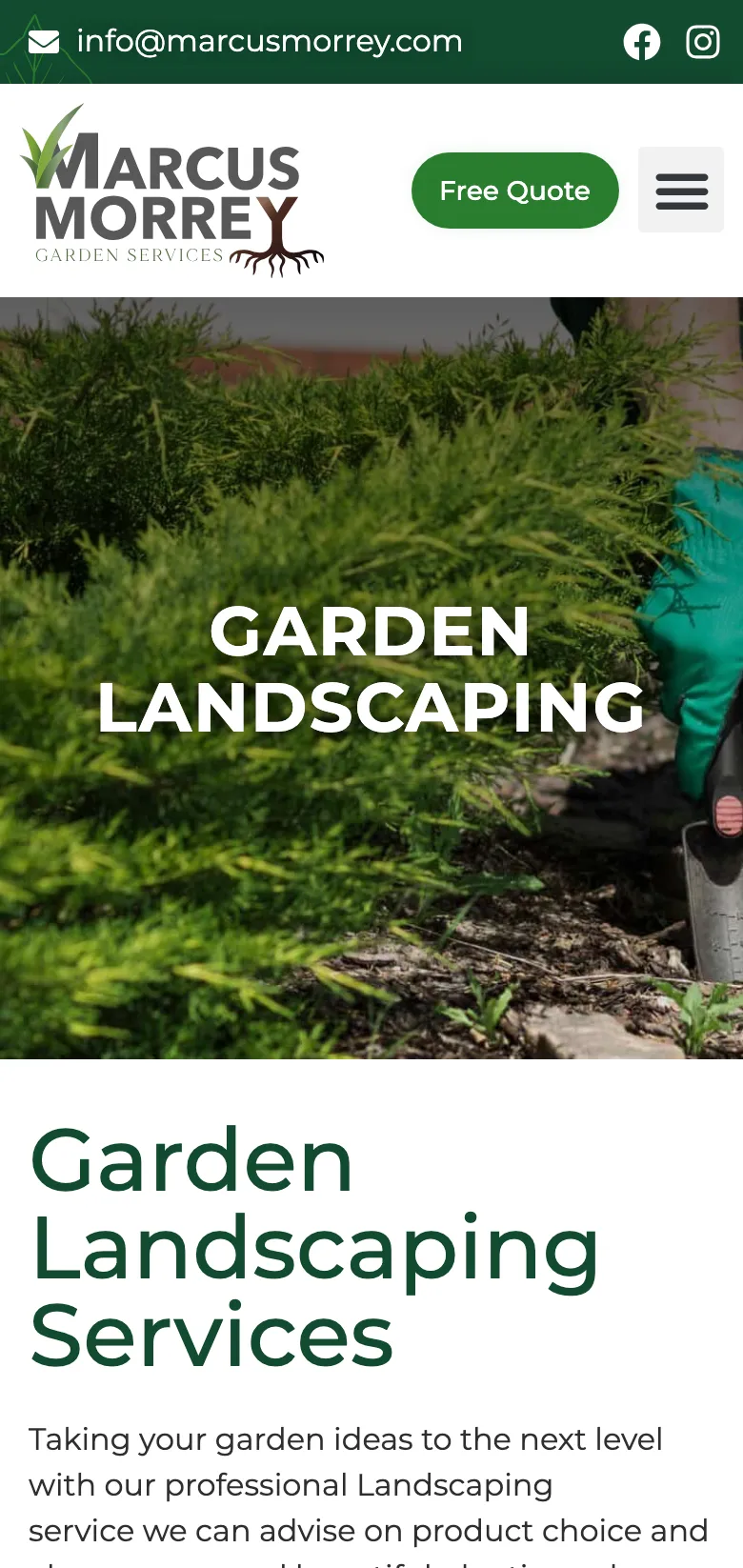 The garden landscaping service, on mobile