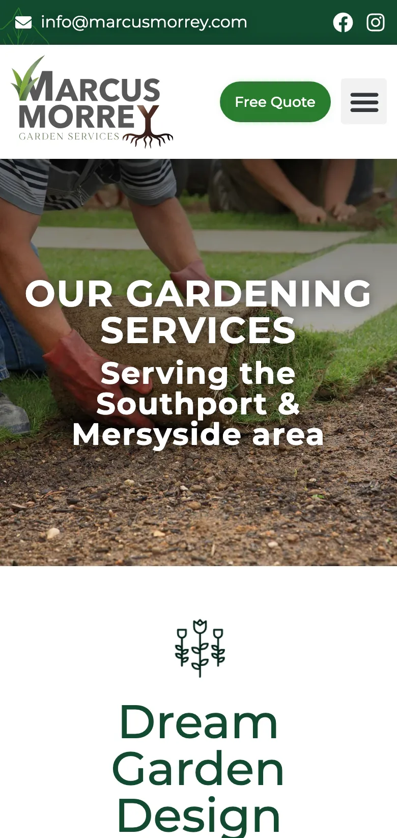 The Marcus Morrey services page, on mobile