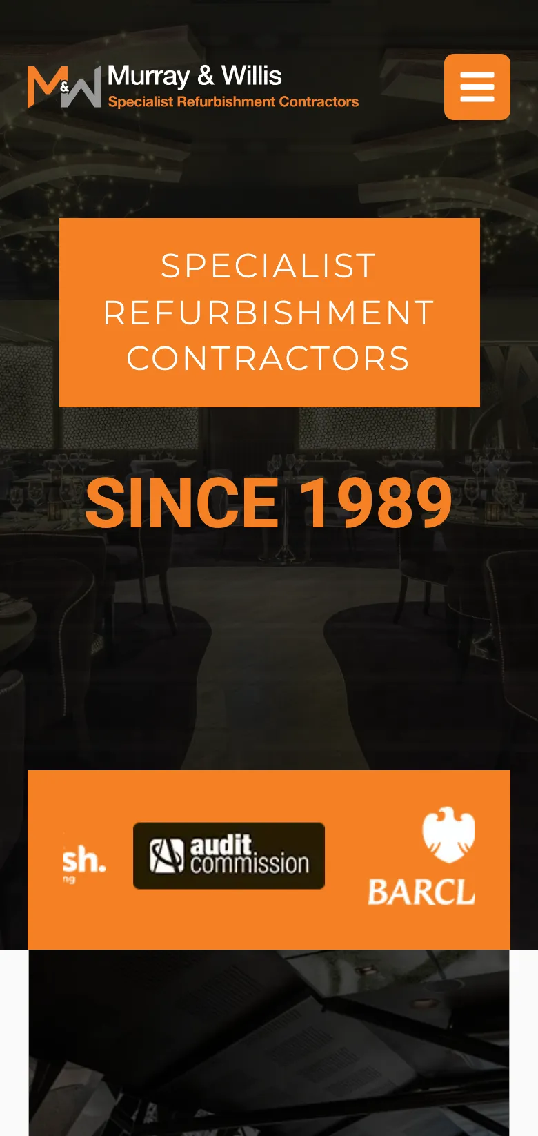 The Murray & Willis homepage, on mobile