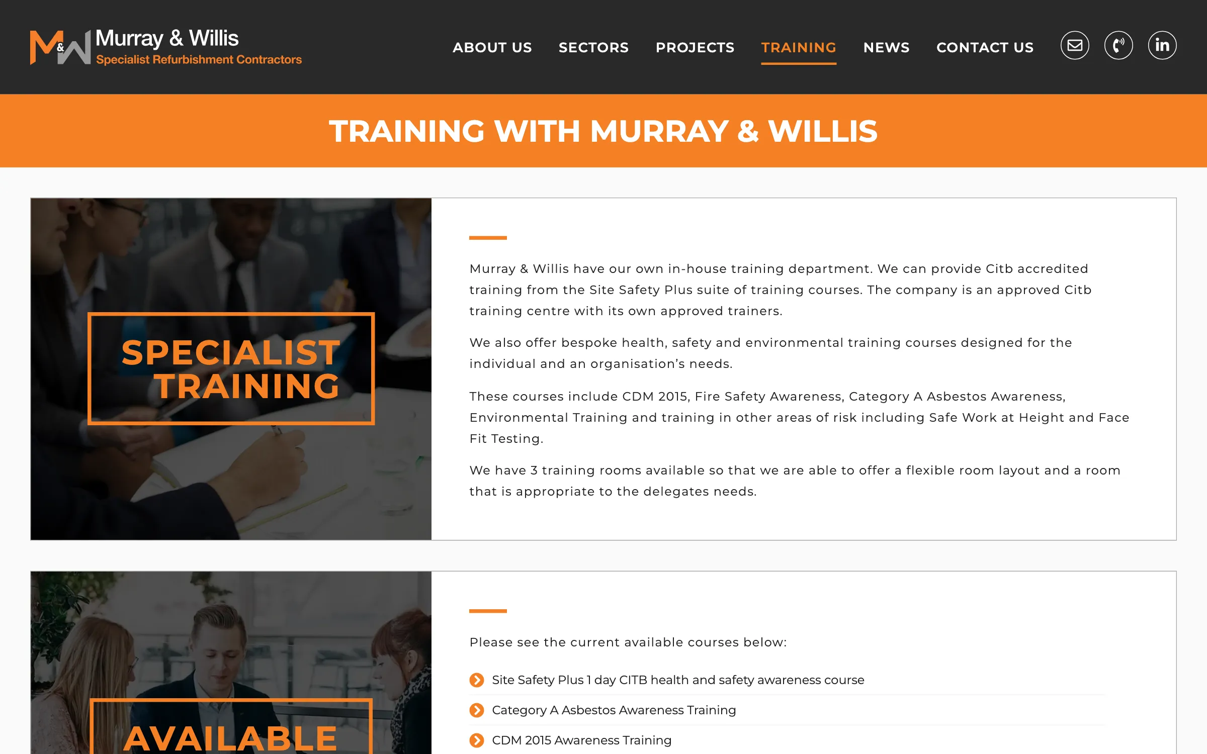 The training page