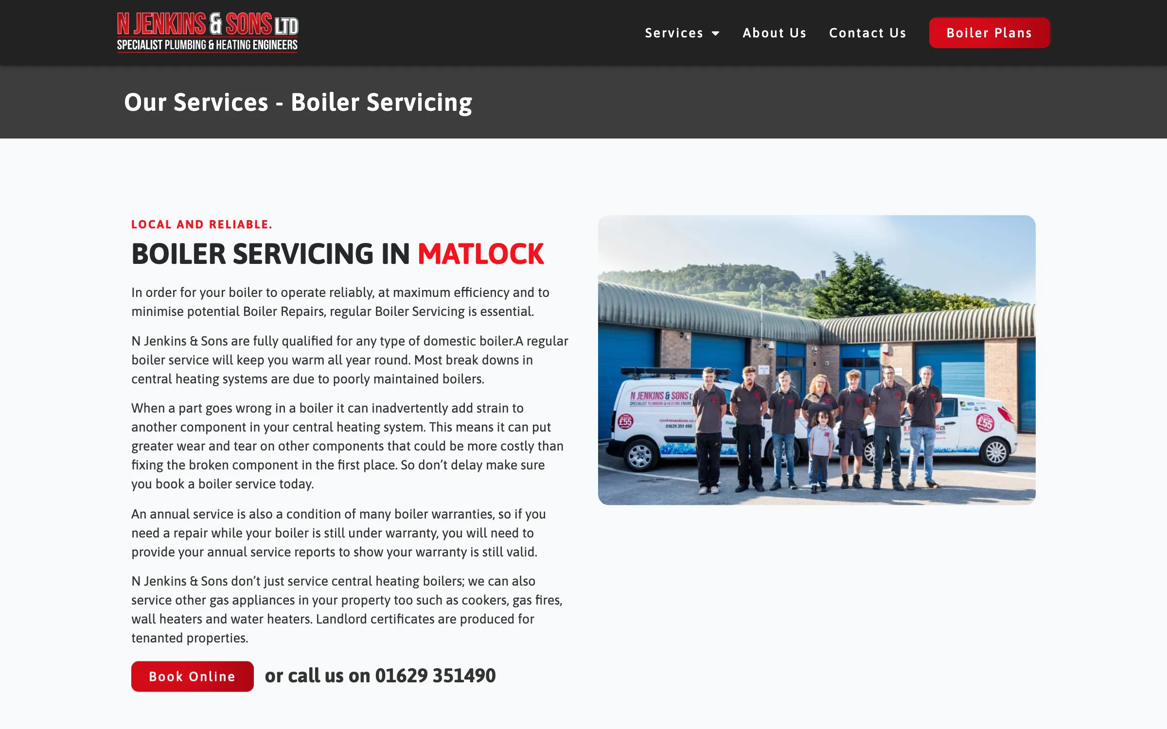 Boiler servicing in Matlock
