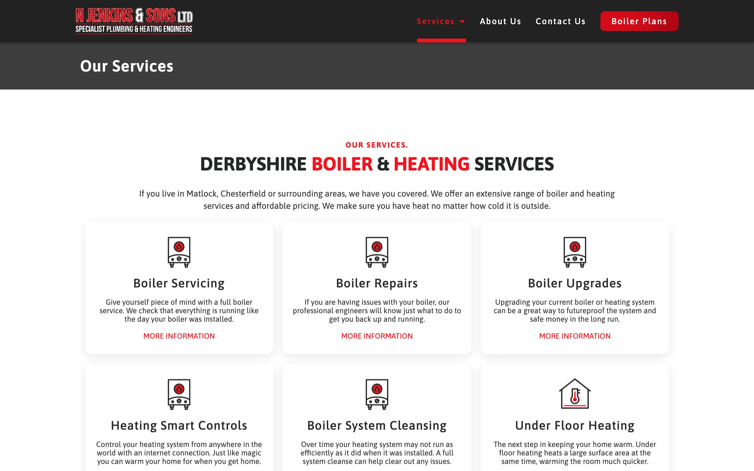 The N Jenkins & Sons services page